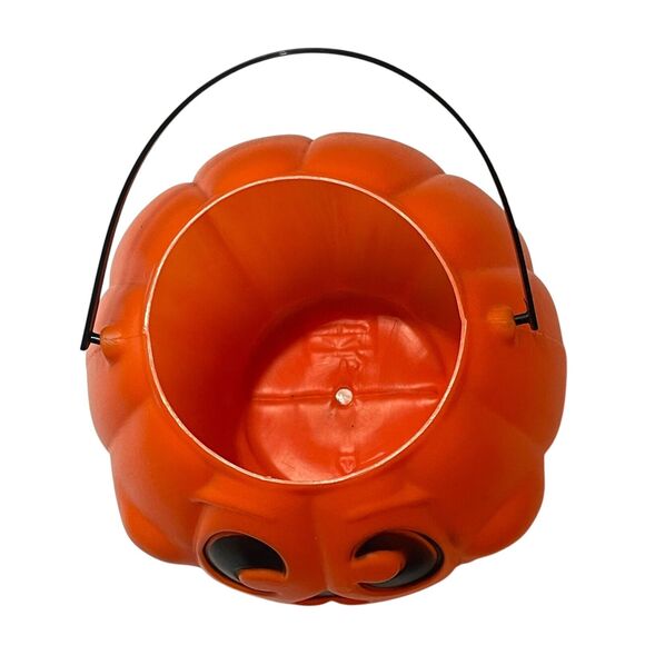 Vintage Grand Venture 1997 10" Pumpkin Pail Blow Mold Basket Fall Halloween NOS - Picture 5 of 8